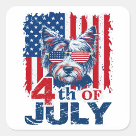 Pegatina Cuadrada El Día de la Independencia del 4 de julio