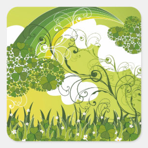 Pegatina Cuadrada El Día de San Patricio, los rostros afortunados Sh