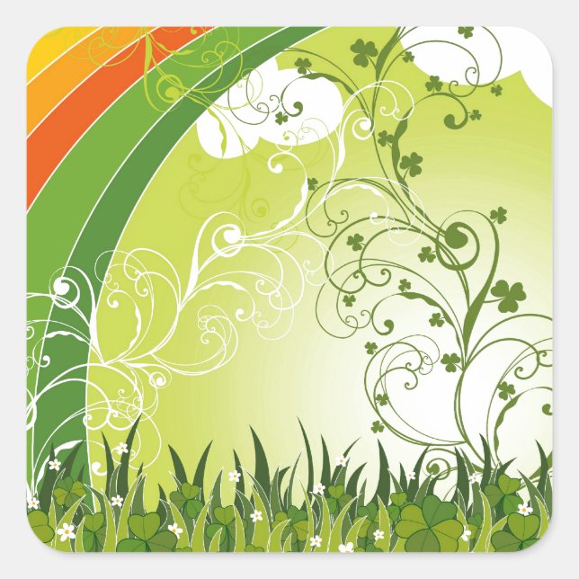 Pegatina Cuadrada El día de San Patricio: Salen rocas afortunadas (Anverso)