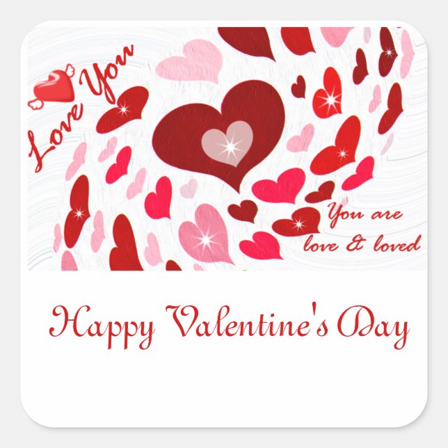 Pegatina Cuadrada El día de San Valentín, Amor_ (Anverso)
