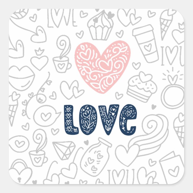 Pegatina Cuadrada El día de San Valentín Be Mine (Anverso)