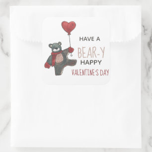 Pegatina Cuadrada El día de San Valentín Bear