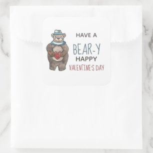 Pegatina Cuadrada El día de San Valentín Bear