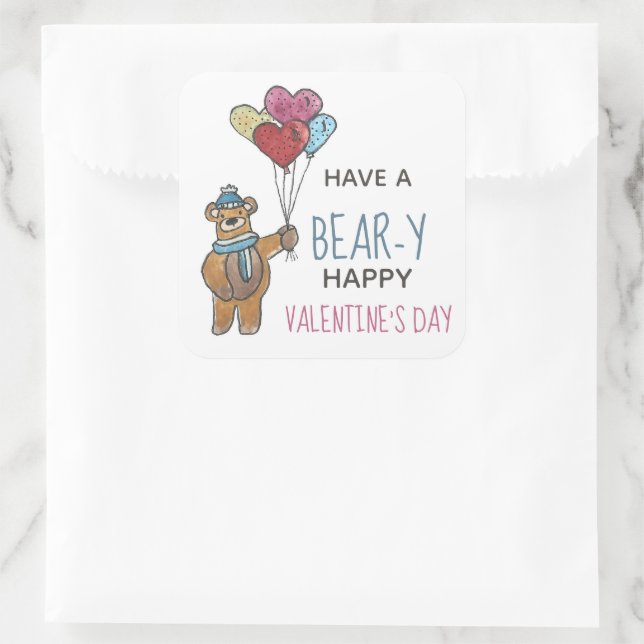 Pegatina Cuadrada El día de San Valentín Bear (Bolso)