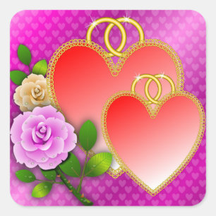 Pegatina Cuadrada El día de San Valentín Cardíaco-20362