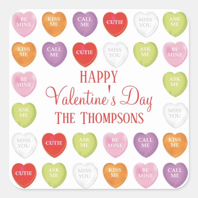 Pegatina Cuadrada El día de San Valentín Conversaciones Corazones A  (Anverso)