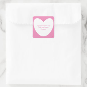 Pegatina Cuadrada El día de San Valentín de clase de corazón blanco