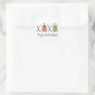 Pegatina Cuadrada El día de San Valentín de fallos y besos de XOXO