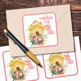 Pegatina Cuadrada El día de San Valentín de Lovebird