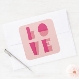 Pegatina Cuadrada El día de San Valentín de tipografía de amor moder