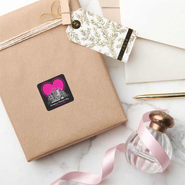 Pegatina Cuadrada El día de San Valentín en Chicago City (Regalar)