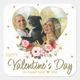 Pegatina Cuadrada El día de San Valentín fotográfico Corazón Purpuri