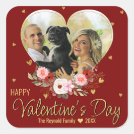 Pegatina Cuadrada El día de San Valentín fotográfico Purpurina de or