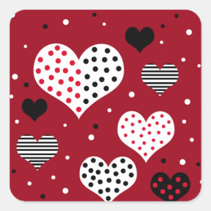 Pegatina Cuadrada El día de San Valentín harts