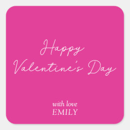 Pegatina Cuadrada el día de San Valentín rosa neón