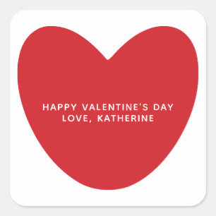 Pegatina Cuadrada El día de San Valentín simple y lindo de corazón r
