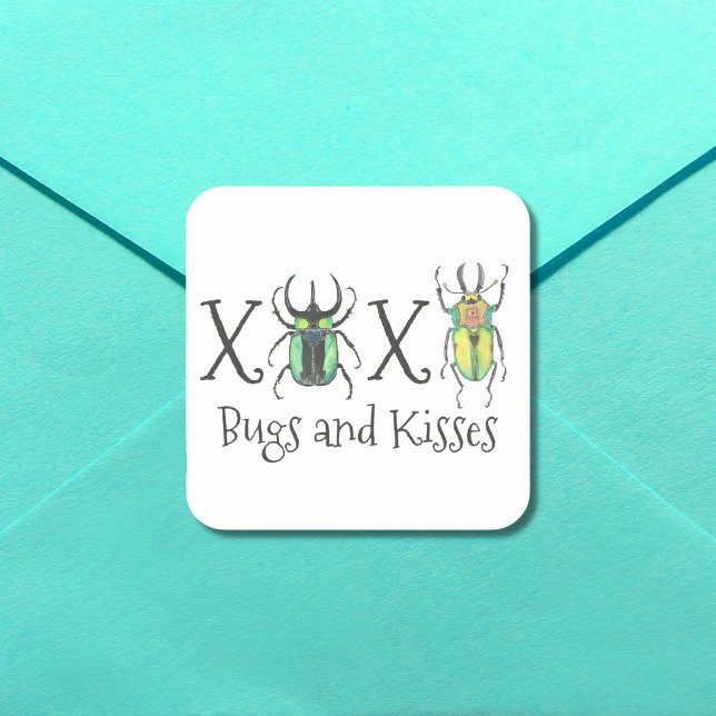 Pegatina Cuadrada El día de San Valentín XOXO Beetles (Subido por el creador)