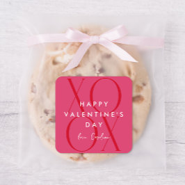 Pegatina Cuadrada El día de San Valentín XOXO Rosa-Moderno