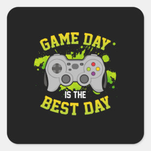 Pegatina Cuadrada El Día del Juego de Arte Jugador Es El Mejor Día