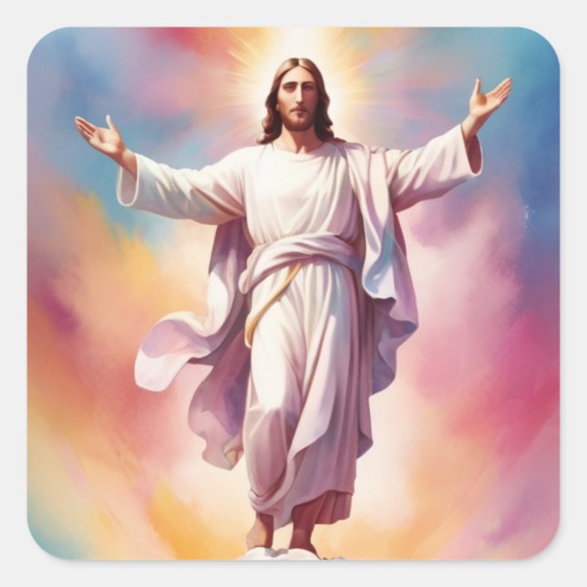 Pegatina Cuadrada El Día del Señor Jesús (Anverso)