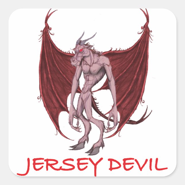 PEGATINA CUADRADA EL DIABLO DE JERSEY (Anverso)