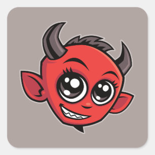 Pegatina Cuadrada El diablo del Personalizado sonriente