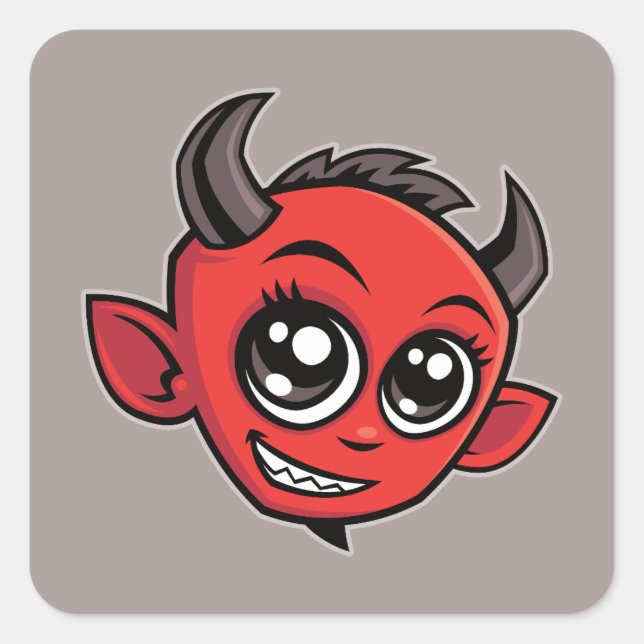 Pegatina Cuadrada El diablo del Personalizado sonriente (Anverso)