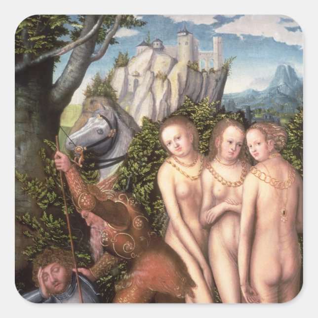 Pegatina Cuadrada El Dios que despertó al mercurio en París (Anverso)