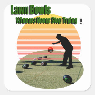 Pegatina Cuadrada El diseño de los ganadores de los bowling en céspe