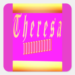 Pegatina Cuadrada El diseño de Theresa impactante rosa y dorado