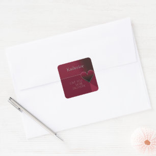 Pegatina Cuadrada El diseño del corazón personalizado te quiere más