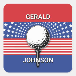 Pegatina Cuadrada El diseño patriótico del golf en Estados Unidos
