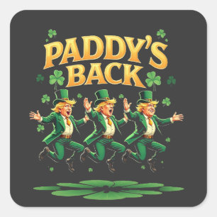 Pegatina Cuadrada El divertido día de San Patricio de Trump vuelve c