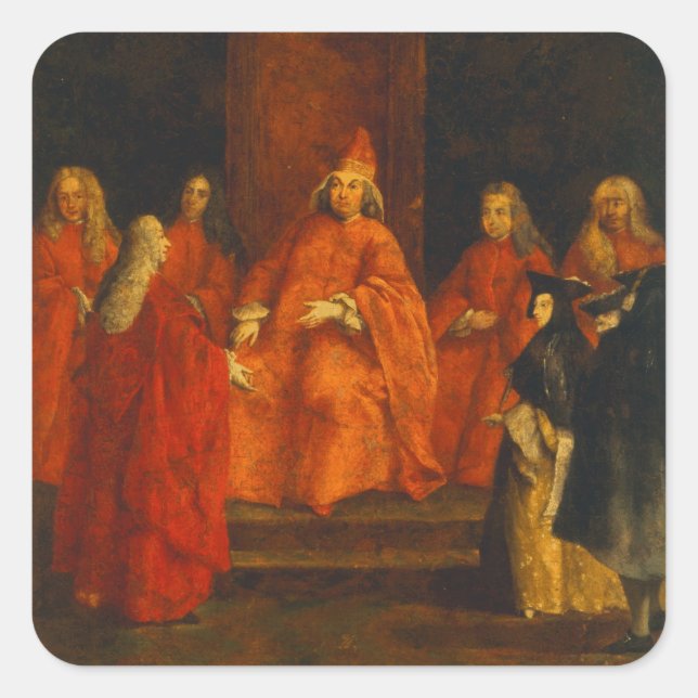 Pegatina Cuadrada El Doge Grimani en su trono (Anverso)