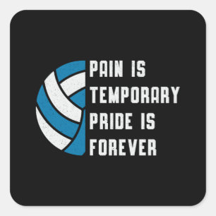 Pegatina Cuadrada El Dolor De Voleibol Es Temporal Jugador De Retro 