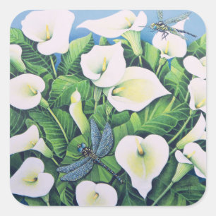 Pegatina Cuadrada El dragón vuela