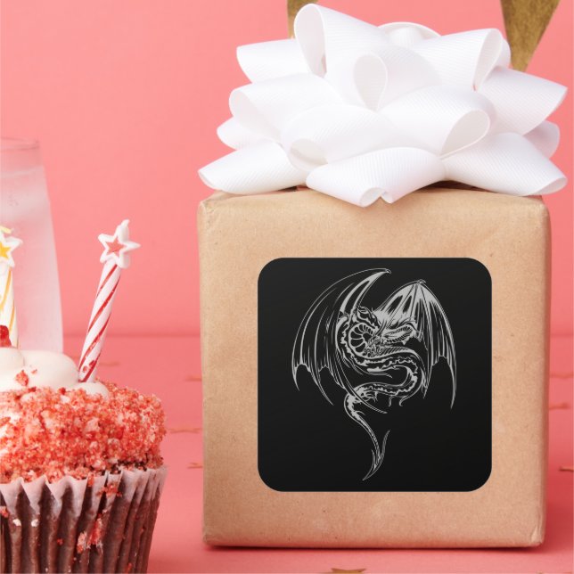 Pegatina Cuadrada El Dragón Wyvern Es Una Clase De Criaturas Míticas (Fiesta)