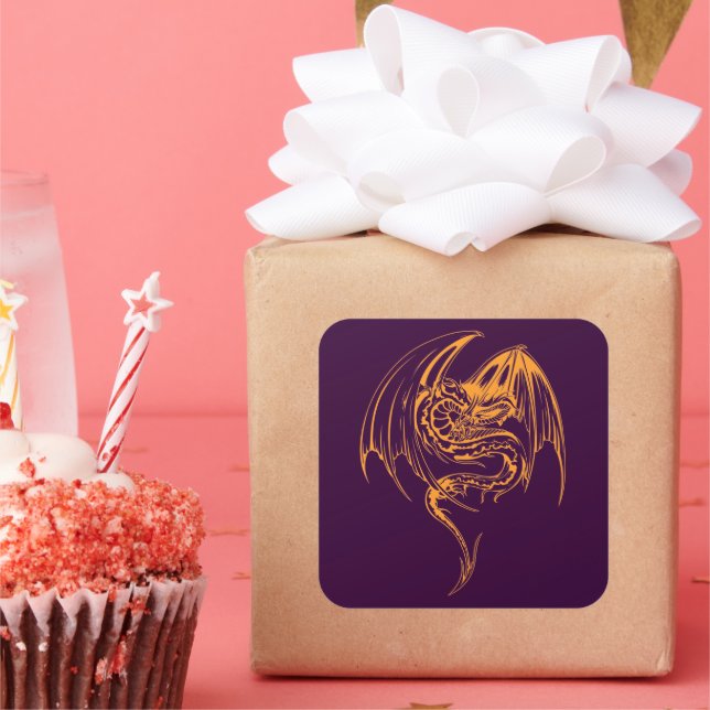 Pegatina Cuadrada El Dragón Wyvern Es Una Clase De Criaturas Míticas (Fiesta)