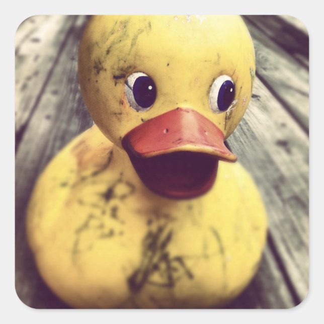 Pegatina Cuadrada ¡El Ducky de Goma Amarillo necesita un baño! (Anverso)