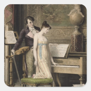 Pegatina Cuadrada El Duet (mezzotint)