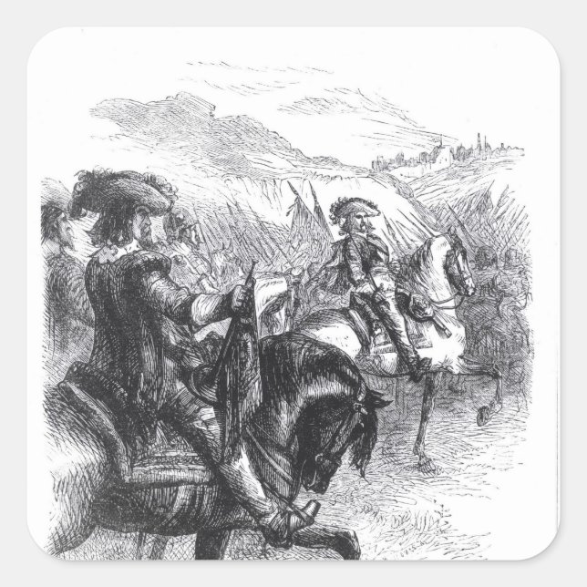 Pegatina Cuadrada El Duque de Monmouth avanza en Taunton (Anverso)