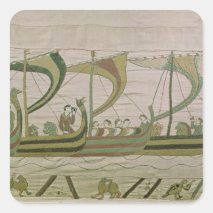 Pegatina Cuadrada El duque Guillermo y su flota cruza el canal