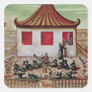 Pegatina Cuadrada El eclipse del Sun en Tailandia en 1688