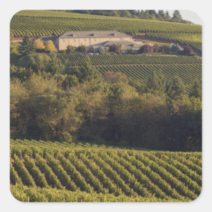 Pegatina Cuadrada El edificio de bronceado de Archery Summit se encu