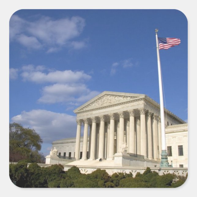 Pegatina Cuadrada El edificio de la Corte Suprema de los Estados Uni (Anverso)