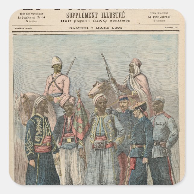 Pegatina Cuadrada El Ejército Colonial (Anverso)