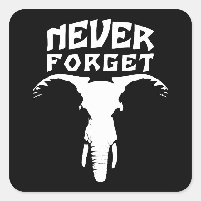 Pegatina Cuadrada El elefante nunca se olvida (Anverso)