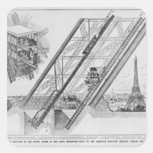 Pegatina Cuadrada El elevador de Otis en la torre Eiffel
