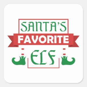Pegatina Cuadrada El elfo favorito de Santa