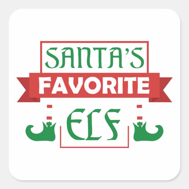Pegatina Cuadrada El elfo favorito de Santa (Anverso)
